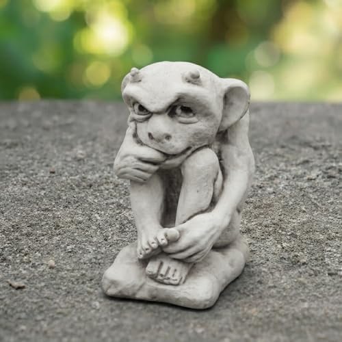 OLOMA Thinking Gargoyle Concrete Garden Statue Outdoor Gothic Decor Handcrafted Stone Fantasy Creature Sculpture Lawn Yard Patio Porch Courtyard Landscape Ornament Cement Beast Garden Accent - Image 4
