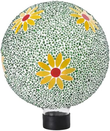VCUTEKA Gazing Ball, 8" Glass Gazing Balls Sphere for Garden Lawn Outdoor Ornament Yard Decorative, Daisy by VCUTEKA