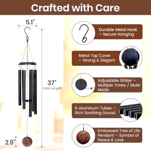 37in Wind Chime for Memorial - Tree of Life Metal Wind Chimes for Outside - Image 3