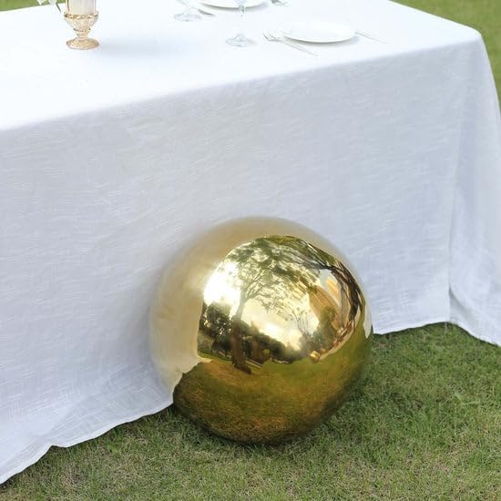 Tableclothsfactory Gold Stainless Steel Gazing Globe Mirror Ball, Reflective Shiny Hollow Garden Sphere - 16" - Image 6