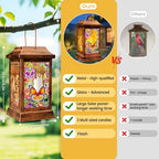 2 Pack Butterfly Solar Lanterns Outdoor Waterproof, Metal & Glass Hanging Lights Garden Decor, Birthday Gifts for Women Mom Grandma Mothers Day, Decorative Lights for Outside Yard Patio Backyard - Image 3