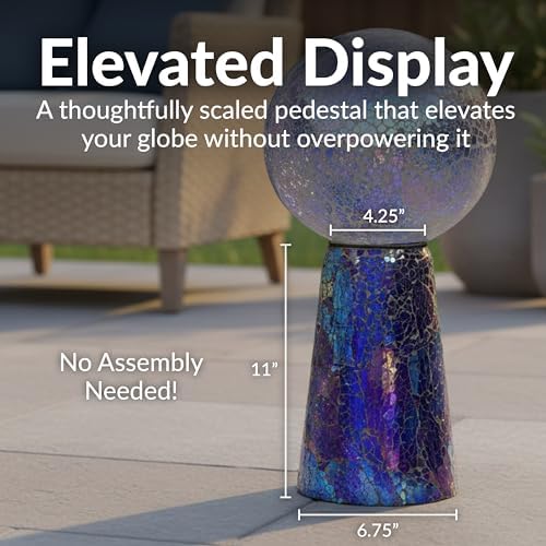 Sunnydaze Glass Gazing Ball Stand for Outdoors, Iridescent Purple - Image 6