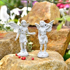 Sungmor Cast Iron Angel Statue Garden Fairy Figurines, 2 Pack Rustic White - Image 2