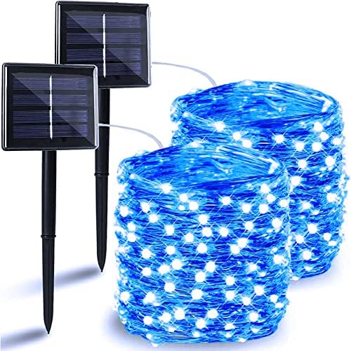 BHCLIGHT Solar String Lights Outdoor, 2Pack 144FT 400LED Fairy Lights, Blue by BHCLIGHT