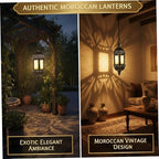 Moroccan Lantern, 2Pcs Moroccan Lantern, Hollow Vintage Hanging Candle Metal Decorative Ramadan Decorations for Home Indoor Outdoor for Winter - Image 5
