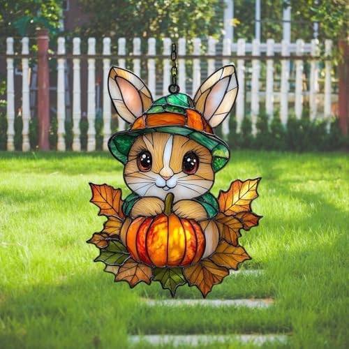 Cute Bunny Little Pumpkin Acrylic Suncatcher by AVAGAN