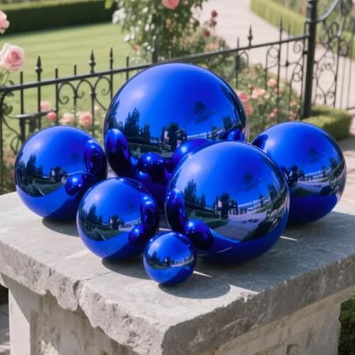Stainless Steel Mirror Reflective Gazing Ball, Blue Decorative Sphere, Polished Hollow Ball, Reflective Shiny Garden Sphere for Garden & Home Decor (Dia: 12 inch) - Image 3