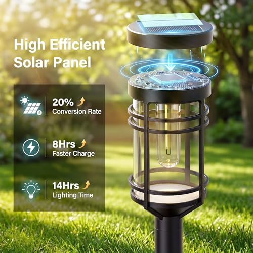 Ollny Solar Pathway Lights Outdoor 6 Packs, Solar Garden Lights IP65 Waterproof, LED Solar Powered Path Light Auto On/Off, Landscape Lighting for Yard Walkway Driveway Porch Outside Decor - Image 6