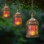 Retisee 2 Pcs 6.7 Inch Moroccan Lantern Decorative Hanging Indoor & Outdoor, Vintage Metal Candle Lantern Holder, Mini Candle Holder, for Table, Patio, Porch, Shelf, Ramadan Eid Ul Fitr Home Decor - Image 6