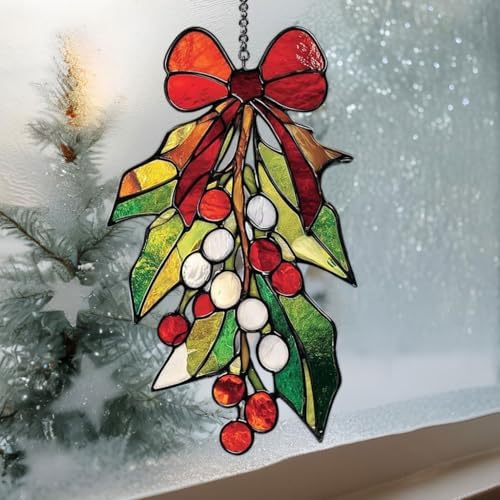 Mosaic Christmas Mistletoe Knot Acrylic Suncatcher - Image 3