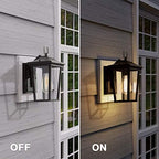 LALUZ Exterior Light Fixtures Farmhouse Wall Mount Lantern Outdoor Sconce with Clear Glass, for Entryway, Yards, Front Porch, Black (11.8") - Image 2