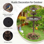LDAILY Outdoor Bird Bath, 42’’ Solar Lighted Pedestal Birdbaths with Birds Feeder ,20’’ Water Bowl, Flower Planters and 3 Stakes, Attract Birds Antique Bird Bath for Outside Garden, Yard (Bronze, 42‘’) - Image 3