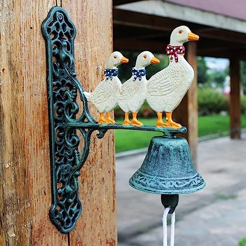 Indoor Outdoor Wall Mounted Dinner Bell - Decorative Vintage Manually Shaking Doorbell - Heavy Duty Cast Iron Wall Hanging Bell Welcome Sign - Garden Home Wall Art Decoration - Image 4