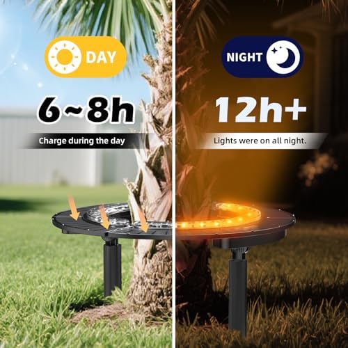 Wireless Solar Palm Tree Lights Outdoor, 3000K Warm Light 10000 mAh & 32 LEDs Outdoor Yard Lighting, Uplight Landscape Lights Solar Powered Flood Lights for Large Tree, Backyard, Garden - Image 2