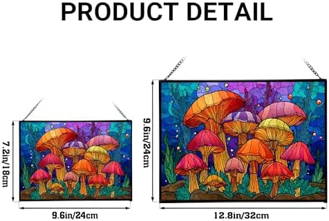 Rainbow-Colored Mushroom Cluster Rectangular Stained Glass Suncatcher – Hanging Window Panel with Animal & Nature Scene – Vibrant Glass Art Gift for Wildlife, Fantasy, Nature Lovers q1PtJt - Image 4