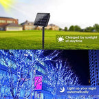 Solar String Lights Outdoor, 4 Pack Each 100 LED Solar Christmas Twinkle Lights Outside, Waterproof Copper Wire with 8 Modes Solar Fairy Lights for Garden Yard Tree Birthady Christmas Decor (Blue) - Image 2