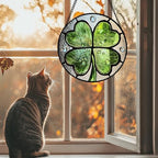 Stained Glass Window Hanging Ireland Lucky Clover Gifts for Women 9.8" - Image 2