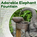Tankana Elephant Waterfall Fountain for Indoor Desktop & Outdoor Use Small Garden Water Feature with LED Light Quiet Mini Cute Table Water Fountains for Patio, Yard, Home Decor - Image 3