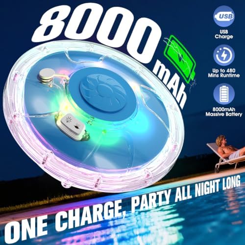 Upgraded Floating Pool Fountain with Light,Large Rechargeable Pool Fountain - Image 3