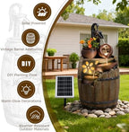 29" Tall Barrel Solar Water Fountain Outdoor Garden - Image 6