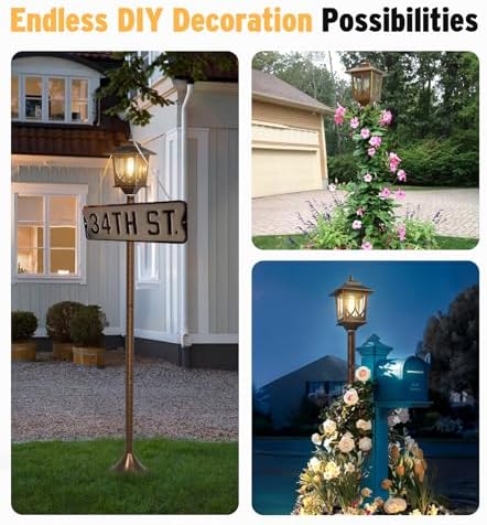63" Solar Lamp Post Light 2 Pack, Solar Post Lights Outdoor Warm White - Image 4