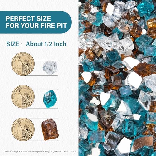 NUPICK 20 Pound Fire Glass, 1/2 Inch Reflective Fire Pit Glass - Image 2