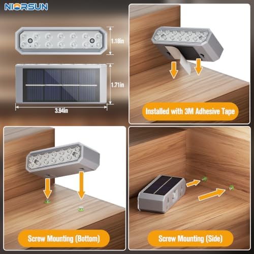 NIORSUN Solar Step Lights, 24 Pack Outdoor Horizontal Lights for Steps, Deck, Stairs, Dock & Pathway - Bright 6000K Cool White, Auto On/Off, IP67 Waterproof - Image 5