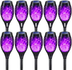 Solar Lights Outdoor Decorations, Upgraded Purple Flickering Flame, Waterproof Halloween Torch Lights, Tiki Torches for Outside Patio Pathway Decor, 6 Pack (10) by Unknown