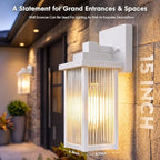 2-Pack 15" White Outdoor Wall Light, All-Metal Porch Light - Image 4