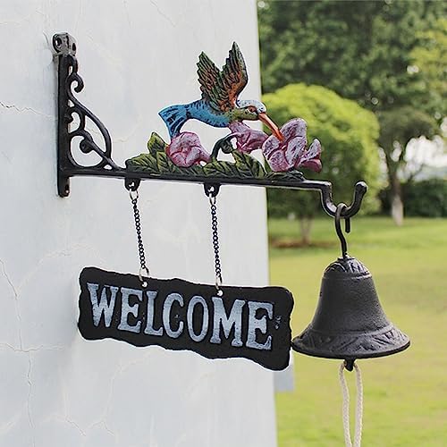 Cast Iron Dinner Bell, Outside Door Decoration Hanging Hand Bell - Antique Style Farmhouse Wall Mounted Decoration for Outside The House - Image 3