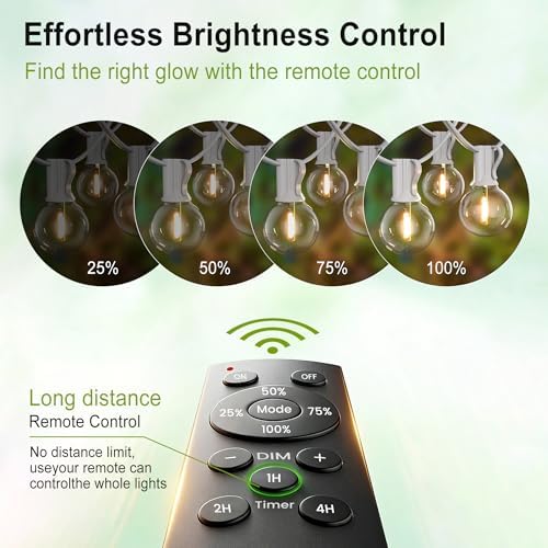White Outdoor String Lights 30FT (1FT Apart) Remote for Patio Wedding Party - Image 6