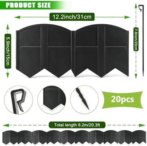 Vashly 40Ft Garden Edging 5.9 in Tall Landscape Edging 40 Pcs Garden Border - Image 2