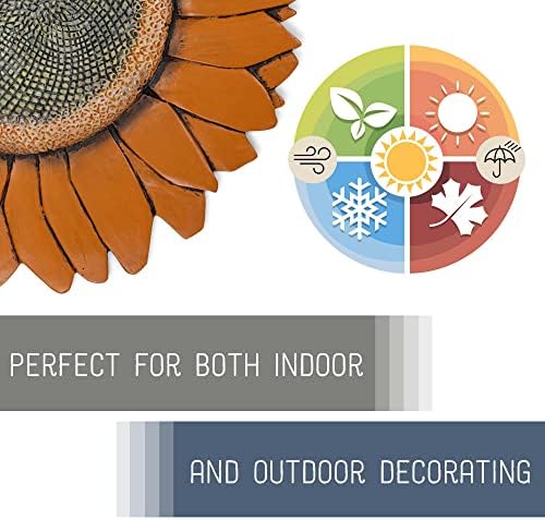 Magnolia Garden 12-Inch Sculpted Sunflower Decorative Stepping Stone – 3D Floral Resin Garden Walkway Tile – Vibrant Amber Flower Outdoor Accent - Image 4