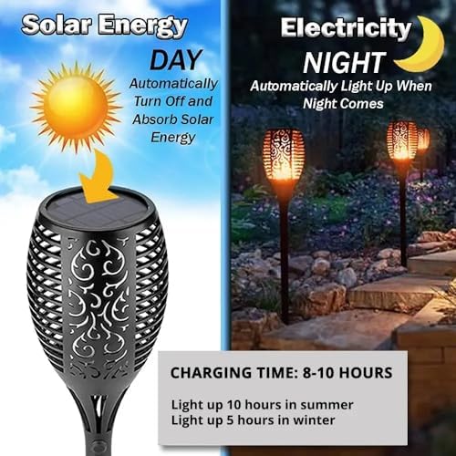 XIHAMA Solar Garden Flame Light - Waterproof Outdoor Solar LED Dancing Flame Torch, Flickering Torch for Garden Decoration, Lawn Path, Yard and Patio Light (4 Pack) - Image 2