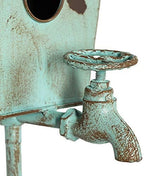 Bird Houses for Outside with Pole Metal Birdhouse Stakes Decorative Outdoor, Reclaimed Faucet Accent (Teal, 52") - Image 2