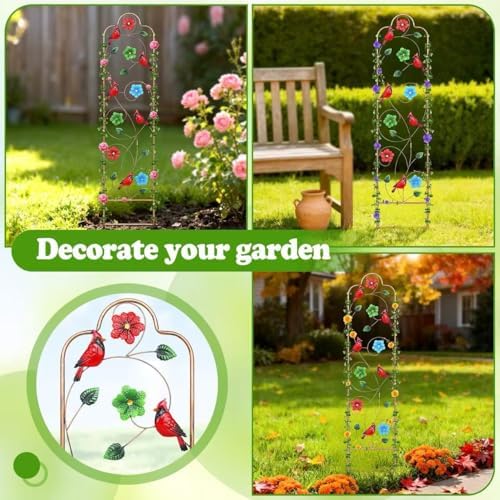 2 Pack Metal Garden Trellis Arched Fence Trellises for Climbing Plants Outdoor, Roses, Vines, Flowers, and Vegetables Support, 60'' H x 12'' W Redbird - Image 7