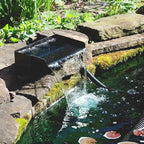 POPOSOAP Pond Waterfall with Pump Kit, 304 Stainless Steel Waterfall Spillway with 40W 660GPH Pump, Pond Spillway with 9.8FT Corrugated Tubing for Garden (12inch)-P43 - Image 2