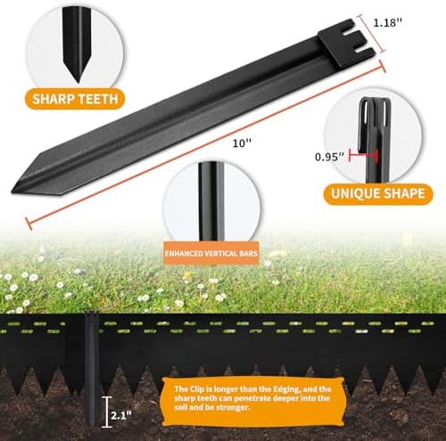 30Pcs 10Inch Black Metal Landscape Edging Stakes, No Installation for Corrugated Garden Landscape Edging/Terrace Board/Grass Barrier/Bender Board/Garden Liner/Tent pegs/Dog Stakes - Image 5