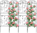 4 Pack Garden Trellis for Climbing Plants, 71 x 20 inch Rustproof Heavy Duty Metal Trellis for Climbing Rose Vine Clematis, Perfect for Premium Patio Decor & Luxury Outdoor Garden Design, Silver Gray by Mykubi