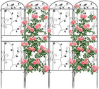 4 Pack Garden Trellis for Climbing Plants, 71 x 20 inch Rustproof Heavy Duty Metal Trellis for Climbing Rose Vine Clematis, Perfect for Premium Patio Decor & Luxury Outdoor Garden Design, Silver Gray by Mykubi