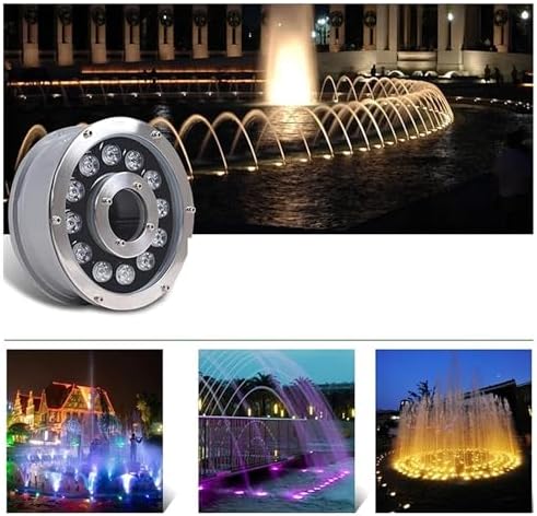 Submersible LED Fountain Lamp, LED Swimming Pool Underwater Light, IP68 Waterproof Middle Hole Pond Lighting, 12/24V Submersible LED Pool Lights, RGB Ring Landscape Lights with Remote Control(18W(12V) - Image 6
