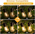 GvvooHome LED Outdoor String Lights 36FT Patio Lights with 13 Shatterproof S14 Replaceable Bulbs(1 Spare), Outside Hanging Lights Waterproof for Porch, Deck, Garden, Backyard, Balcony, 2700K Dimmable - Image 3