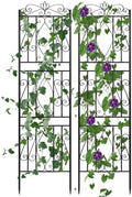 unho 2 Pack 71.6x20in Iron Arch Garden Trellis with Black Metal by unho