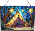 Personalized Rectangle Boho Lantern Tent Stained Glass Suncatcher Stained Glass Window Hanging Home Decor Garden Halloween Christmas Wedding Housewarming Gifts by 365CUSGIFTS