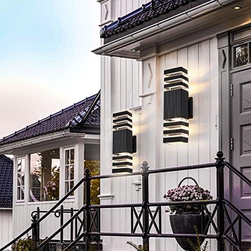 Dusk to Dawn Outdoor Wall Lights 1 Pack, IP65 Waterproof Modern Exterior Light Fixture, 3000K Warm White 3-Layer Up and Down Outdoor Wall Sconce for House Front Porch Garage - Image 6