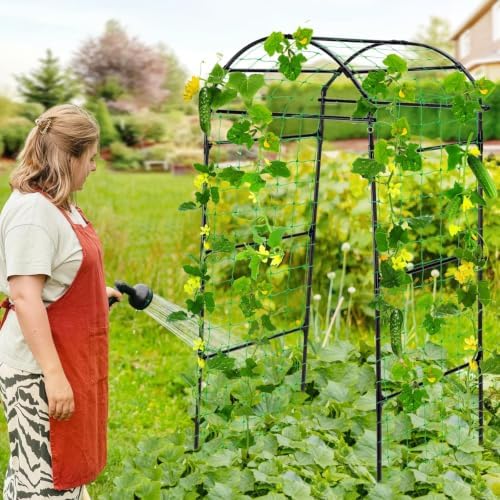 Garden Arch Cucumber Trellis for Climbing Plants 6.7ft Black - Image 6