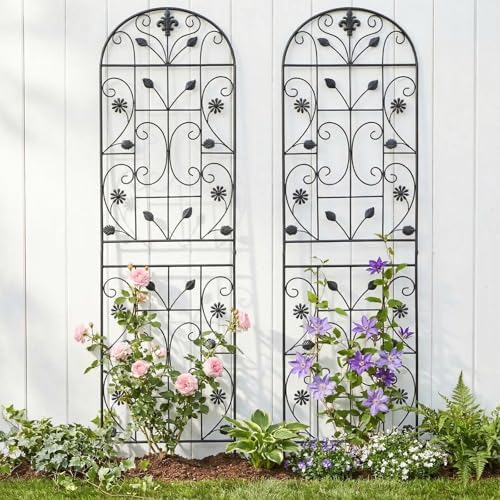 70.8" Metal Garden Trellis for Climbing Plants, 2 Pack Black - Image 4