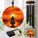 Personalized Motorcycle Memorial Wind Chime Custom Name & Year, Riding with Angels Sympathy Gift for Loss of Biker Dad, Remembrance Windchimes Outdoor Garden Decor Deep Tone by AlpadilCo