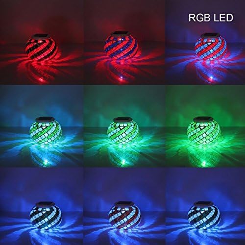 Mosaic Solar Light,MUEQU Outdoor Table Lamps Waterproof Solar Glass Ball LED Garden Lights Color Changing Solar Table Lantern for Patio,Party,Yard,Outdoor/Indoor Decorations Presents (Yellow&Blue) - Image 7