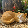11.4 inch Sleeping Orange Cat Garden Statue – Realistic Resin Outdoor Decor for Patio Lawn Yard – Whimsical Feline Figurine for Home Balcony Porch Ornament – Charming Pet Sculpture Gift for Mom by GardenWhisper